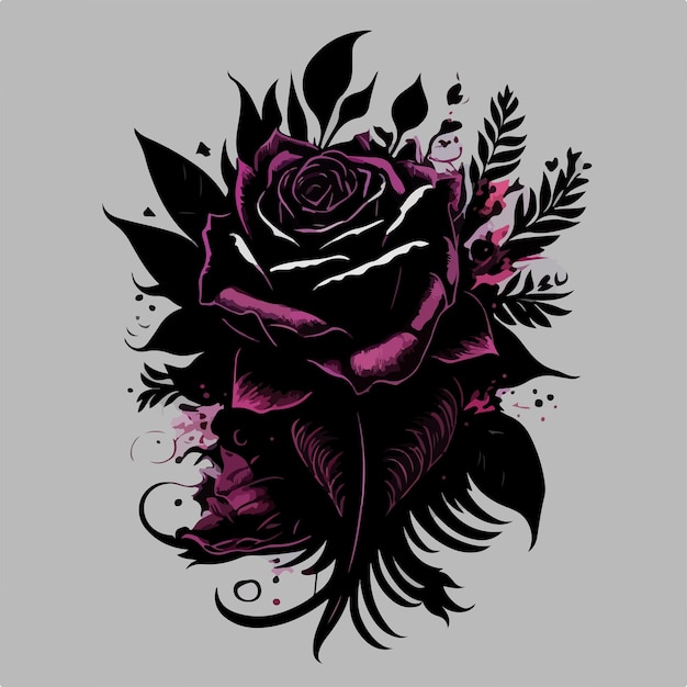 Vector a striking black rose its mysterious beauty captivating all who behold it