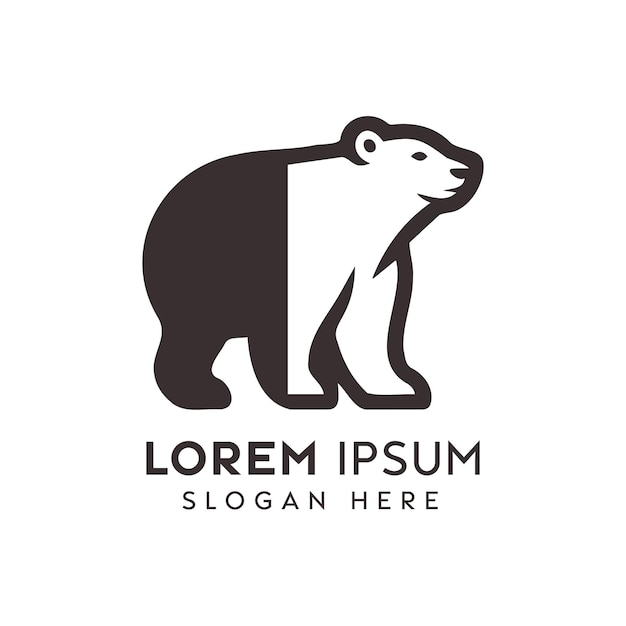 striking black and white polar bear logo design for brand identity