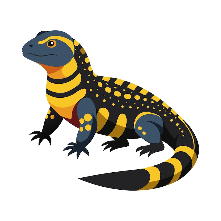 Vector striking illustration of a colorful lizard with a unique pattern