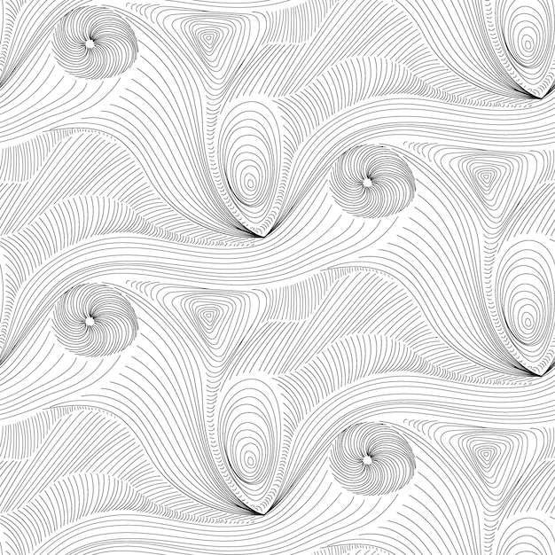 String art denkbeeldig naadloos patroon in zwart en wit surrealistische monochrome opart achtergrond van golvende lijn werk textuur