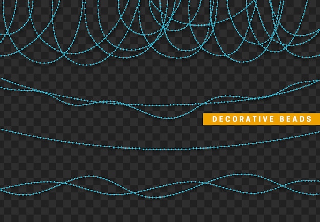 Струнные бусины реалистично изолированы. Элемент декоративного дизайна синяя бусина,