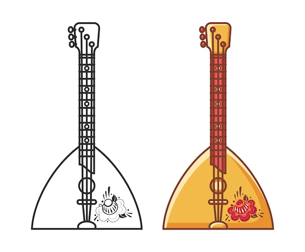 Струнный русский национальный музыкальный инструмент балалайка