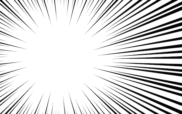 Stripboek zwart-wit radiale lijnen achtergrond Manga speed frame Superheld