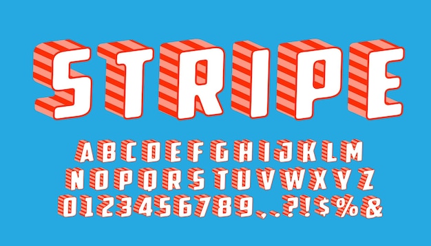 Vector stripe style font design.