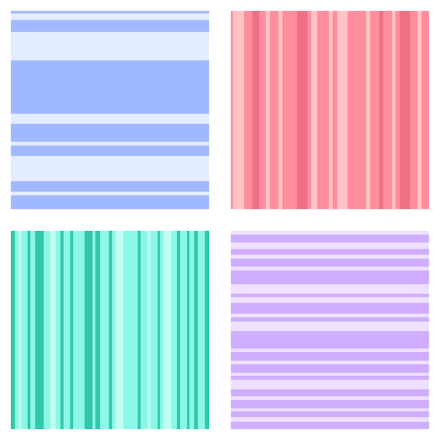 Striped abstract backgrounds vector set collection seamless patterns pink blue green purple geometri