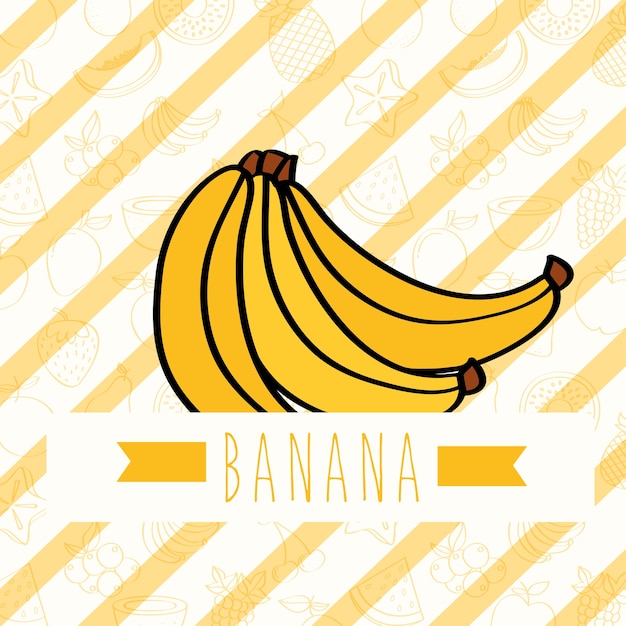 striped background with delicious fresh nature banana