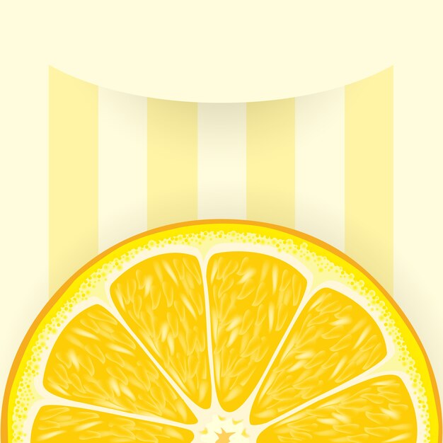 Striped background with a slice of orange