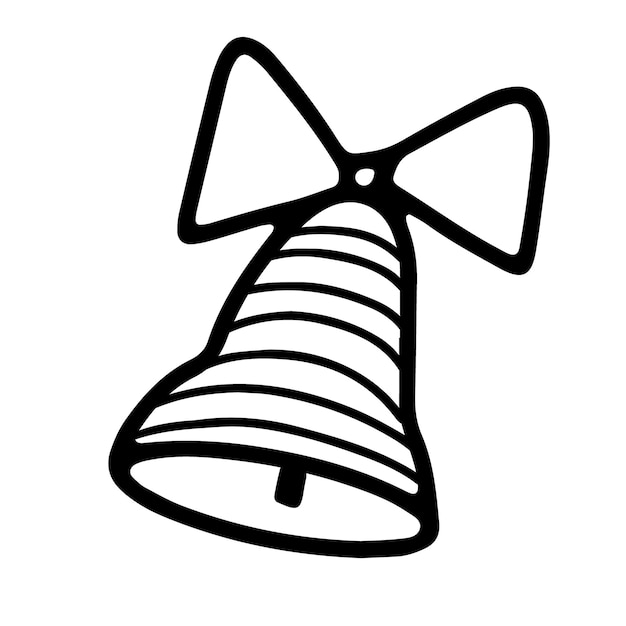 Striped bell with bow in doodle style