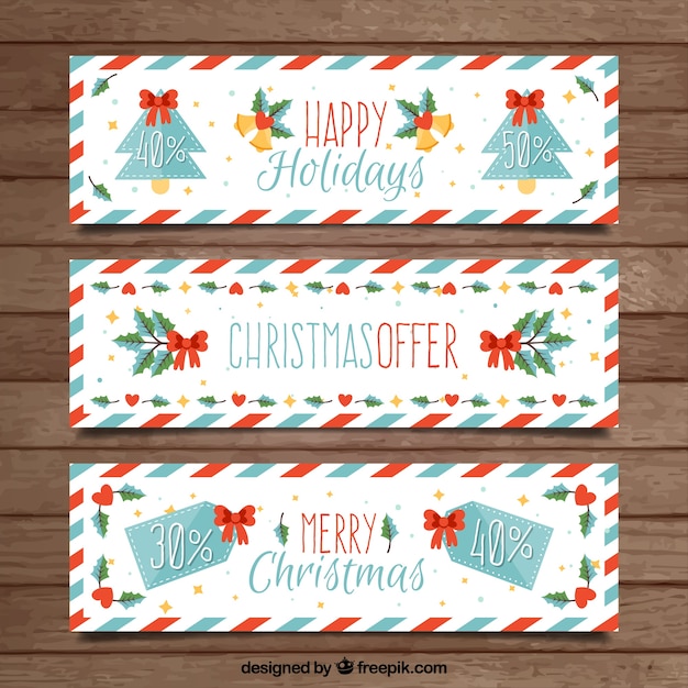 Striped christmas banners