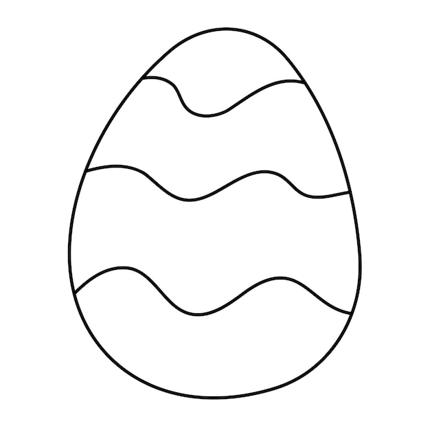 Vector striped doodle easter egg black and white vector illustration