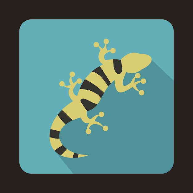 Striped lizard icon in flat style with long shadow Reptiles symbol