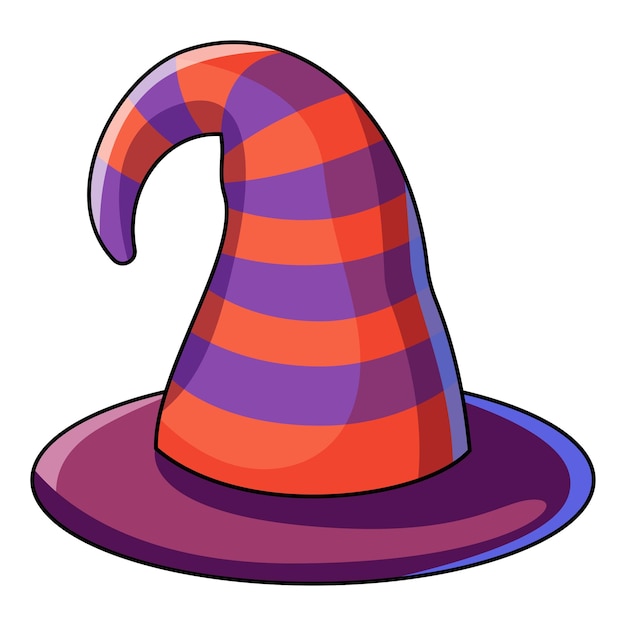 Vector striped magic wizard hat