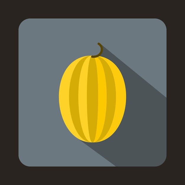 Striped melon icon in flat style on a grey background