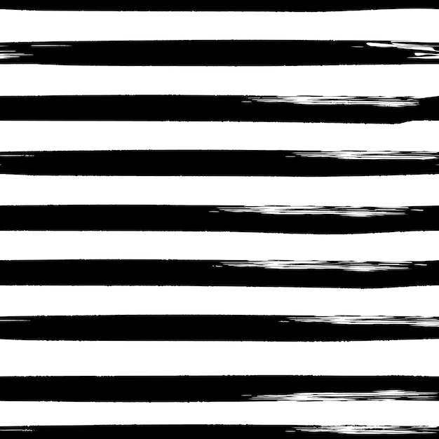 Striped seamless pattern Hand drawn grunge geometric background Black brush stroke lines on white backdrop Easy to edit vector template for wrapping paper wallpaper textile teeshirt etc