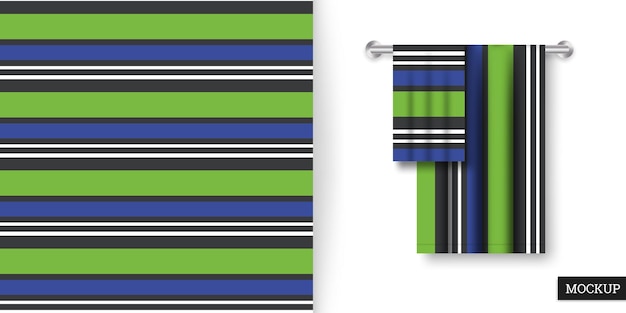 Vector striped seamless pattern and towels mockup