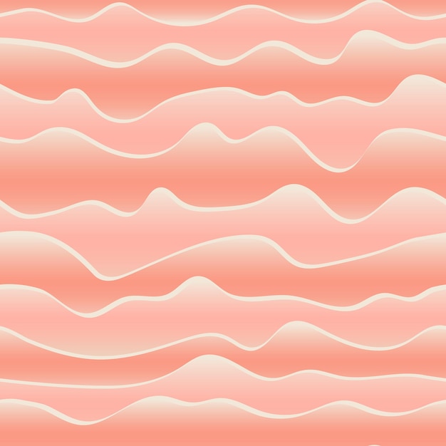 Вектор Полосатый бесшовный рисунок с персиковыми волнами деликатный принт для ткани или обоев