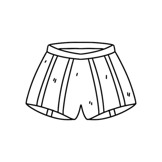 Vettore pantaloncini a righe disegnati a mano in stile doodle illustrazione vettoriale isolata su bianco pagina da colorare