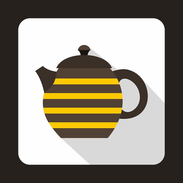 Striped teapot icon in flat style on a white background