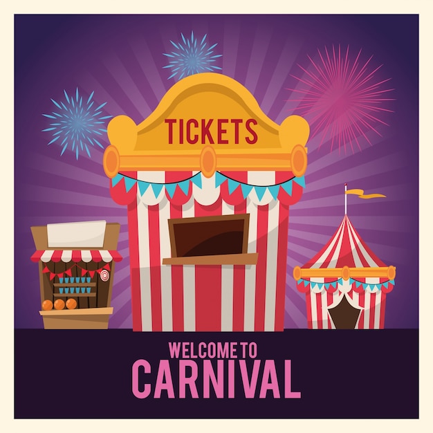 Vector striped ticket tent and stands icon