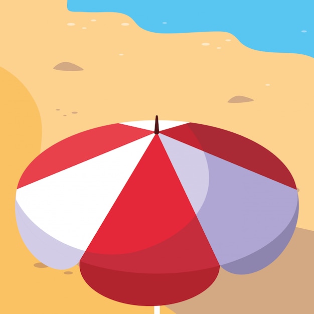 striped umbrella in the beach 