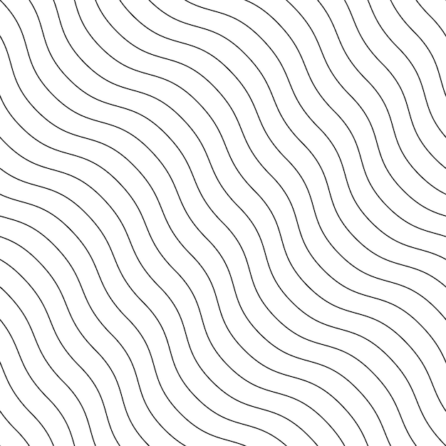 Striped wave seamless pattern - endless texture White minimalistic background with black wavy lines