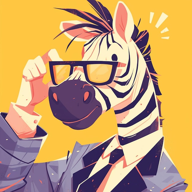 A striped zebra accountant cartoon style