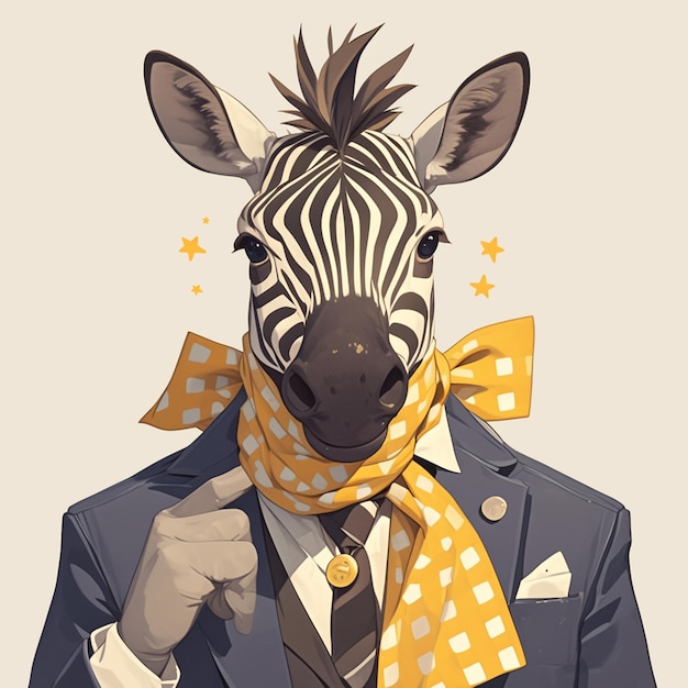 Vettore a striped zebra actor cartoon style