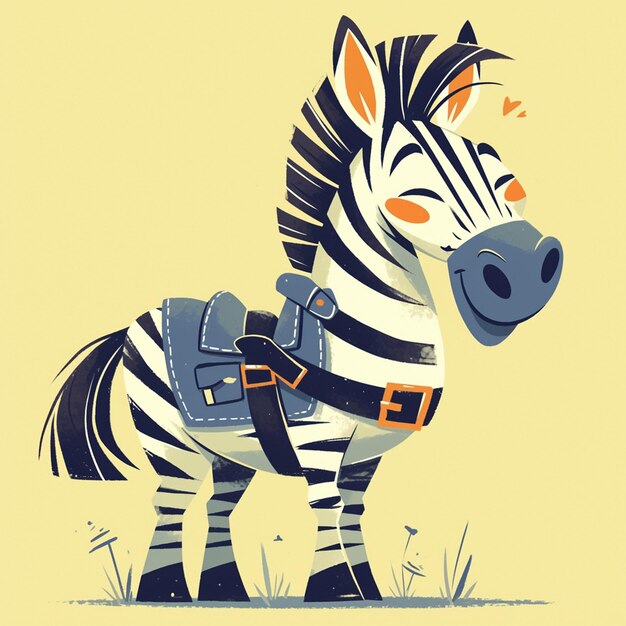 Vector a striped zebra courier cartoon style