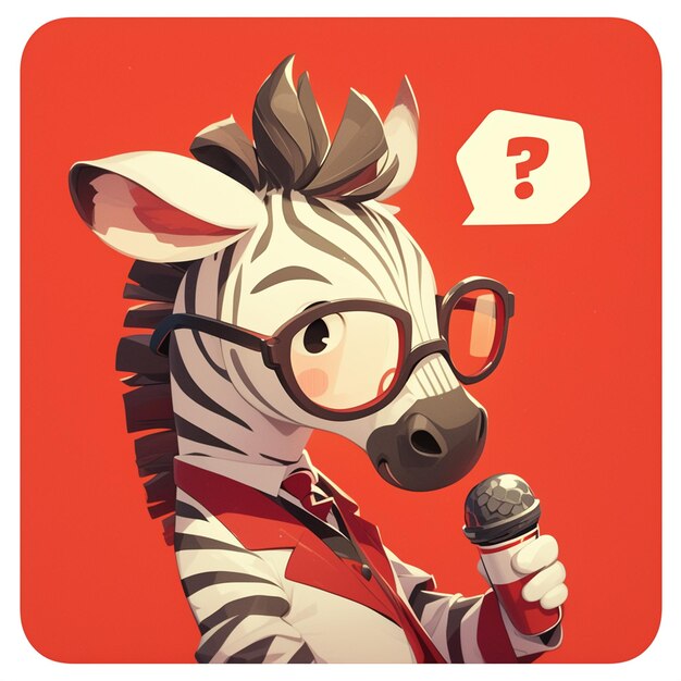 Vector a striped zebra reporter cartoon style