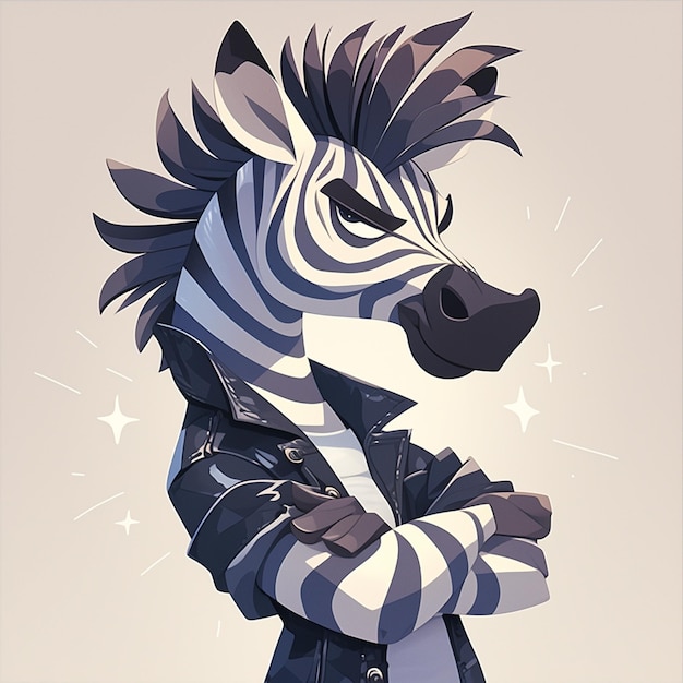 A striped zebra singer cartoon style