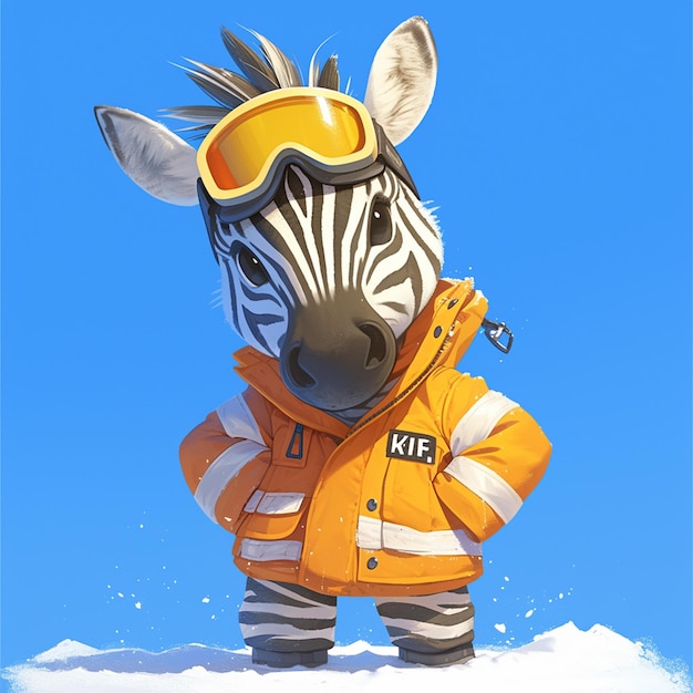 Vector a striped zebra ski instructor cartoon style