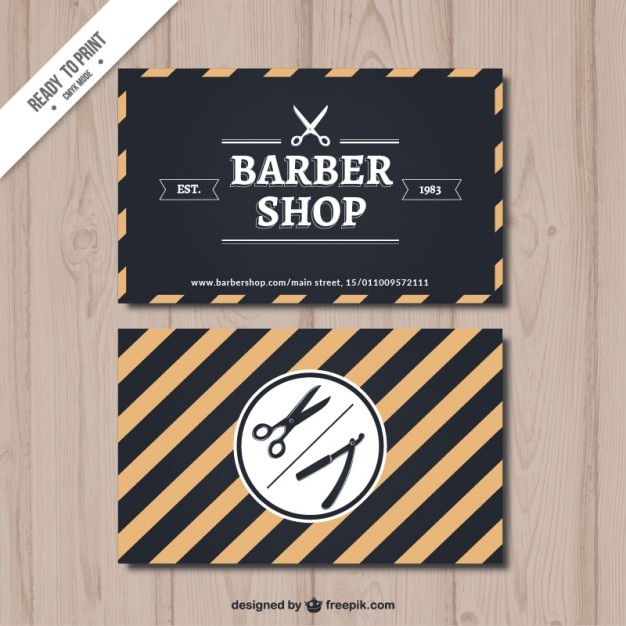 Stripes barber shop card