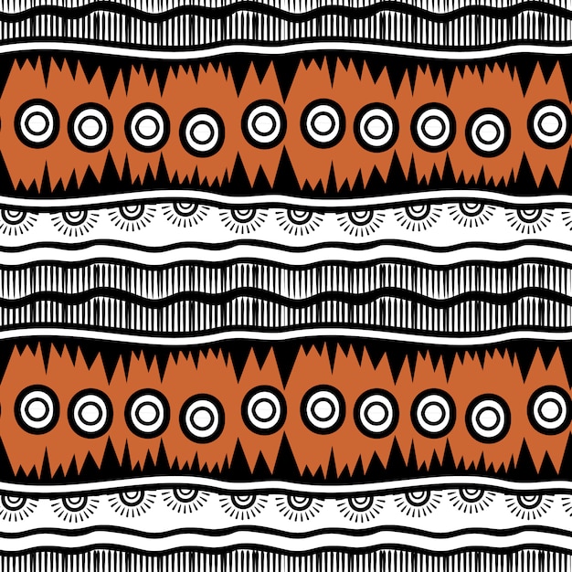 Vector stripes hand drawn tribal seamless pattern