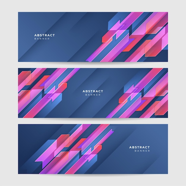 Vector stripes memphis gradient blue purple colorful abstract design banner