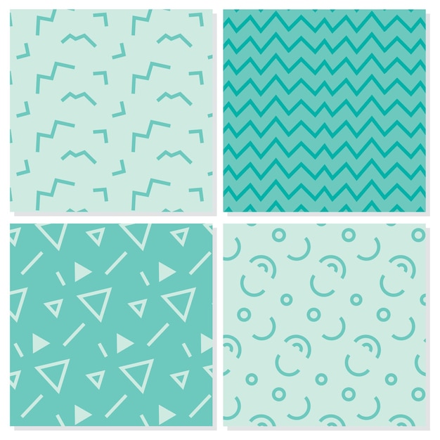 stripes triangles circles turquoise pattern set