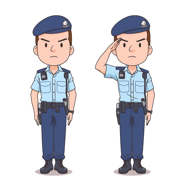 Vector stripfiguur van de politie van hong kong.