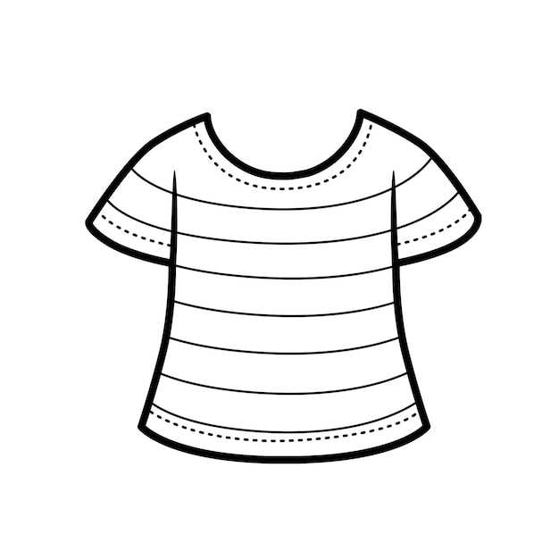 Stripped Tshirt outline for coloring on a white background