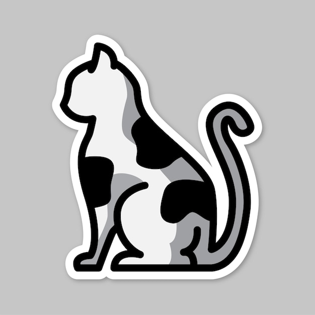 Stro kat bewerkbare cartoon stijl sticker vector