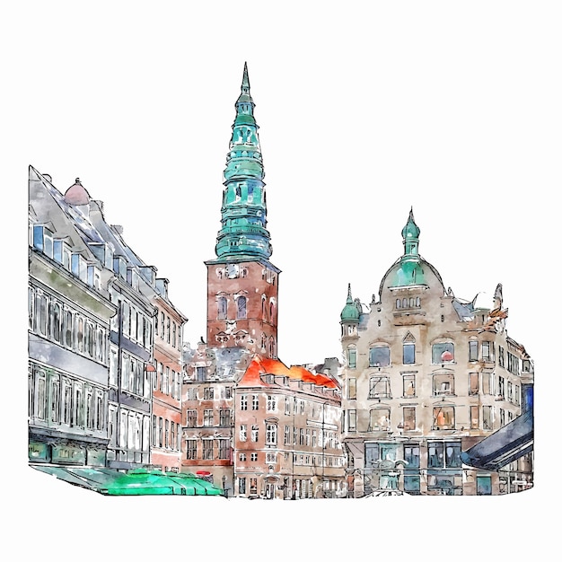 ストロイエ ドイツ水彩手描きイラスト白背景に分離