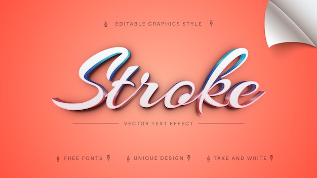 Vector stroke gradient edit text effect editable font style