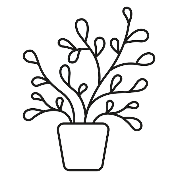 Stroke vector homeplant in flowerpot