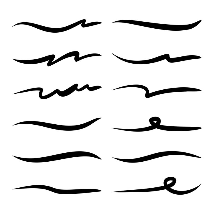 strokes underlines highlighter marker strokes wave brush marks