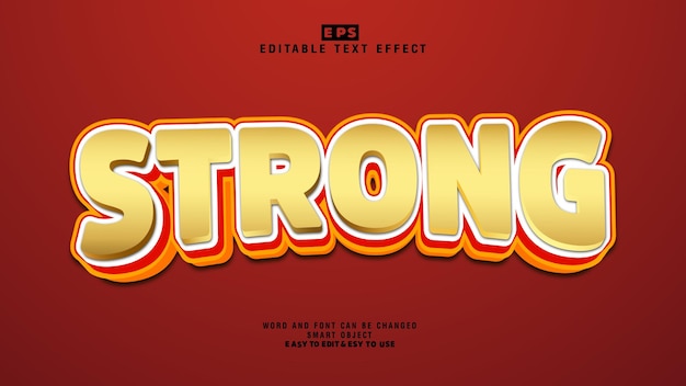 Strong 3d Editable Text Effect Vector With Background