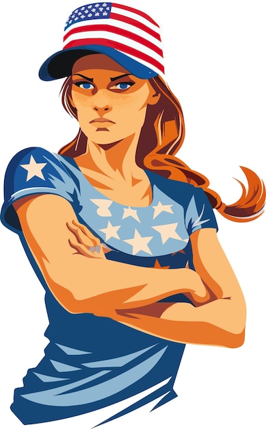 Vector strong american girl