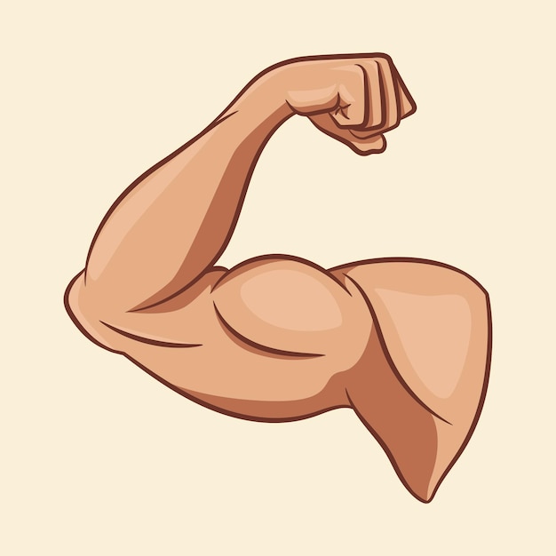 Strong arm muscles cartoon illustration