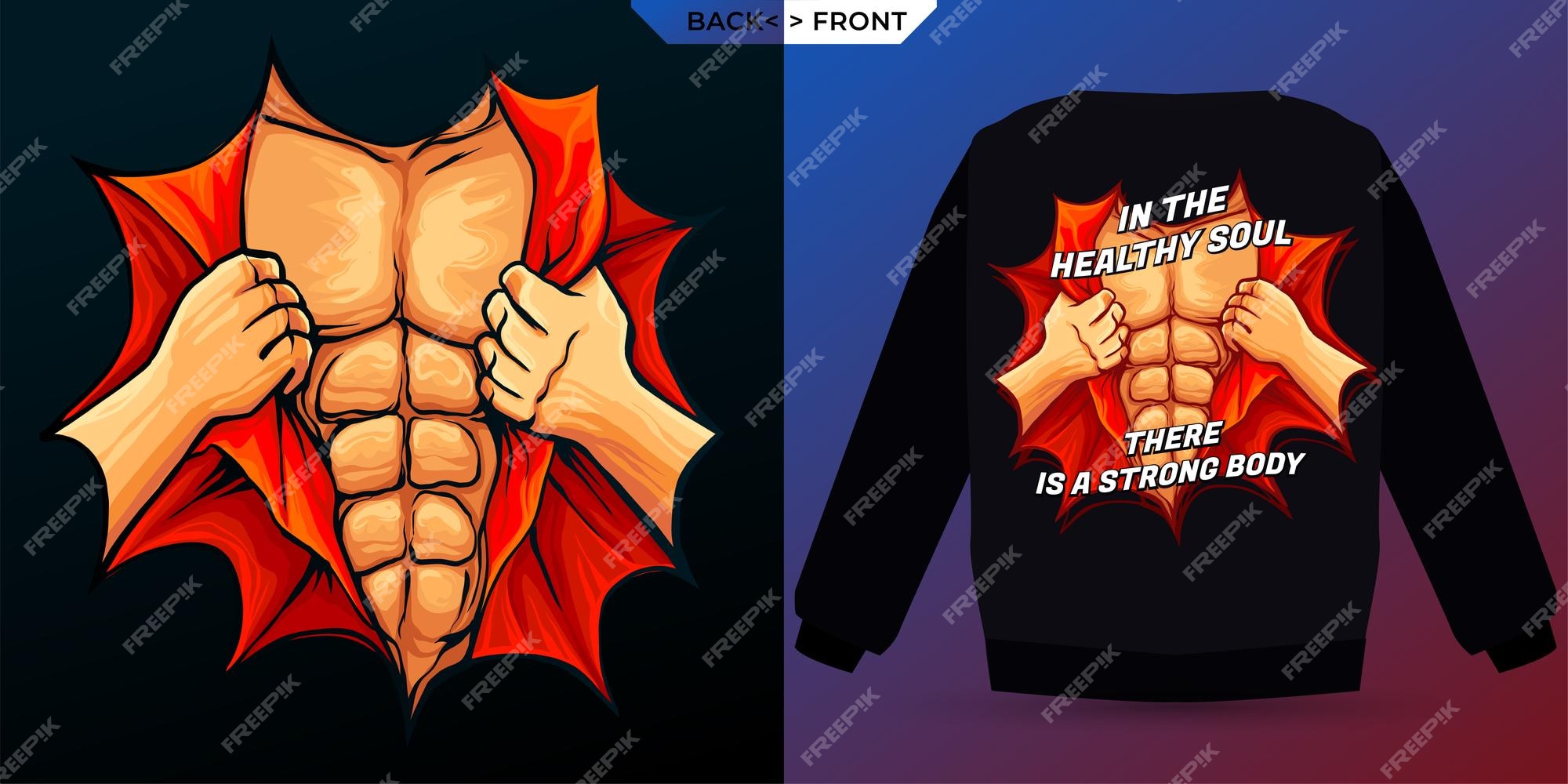 Premium Vector  Strong body and muscles perfect for screen printing  premium vector