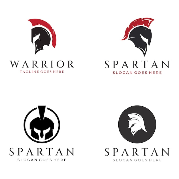 Strong and brave spartan or spartan war warrior helmet logoDesigned with template vector illustration editing