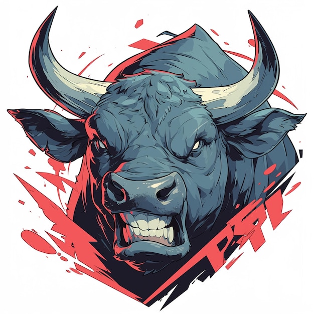 A strong bull teacher cartoon style