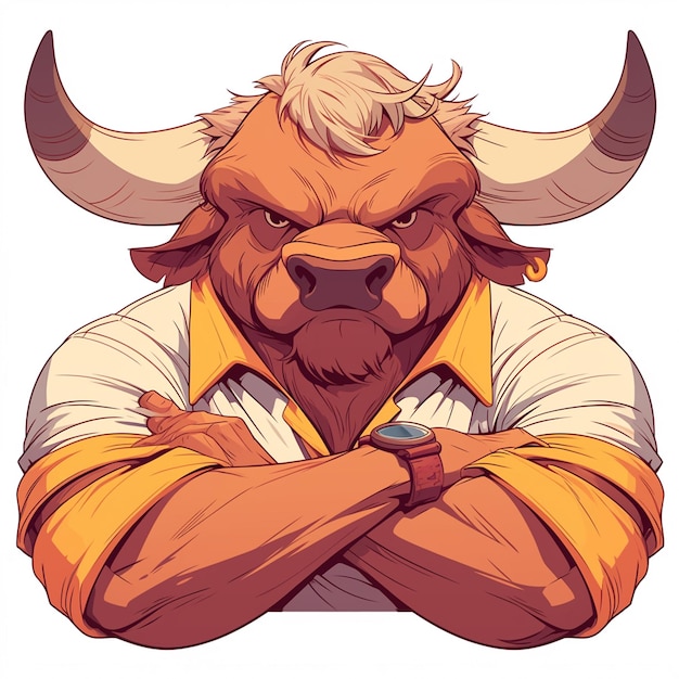 Vector a strong bull teacher cartoon style