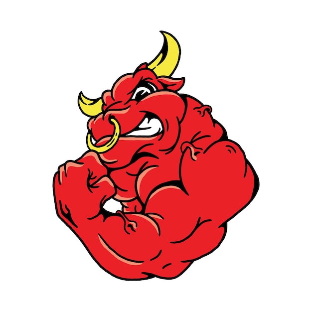 Strong bull with hands clenched icon vector illustration